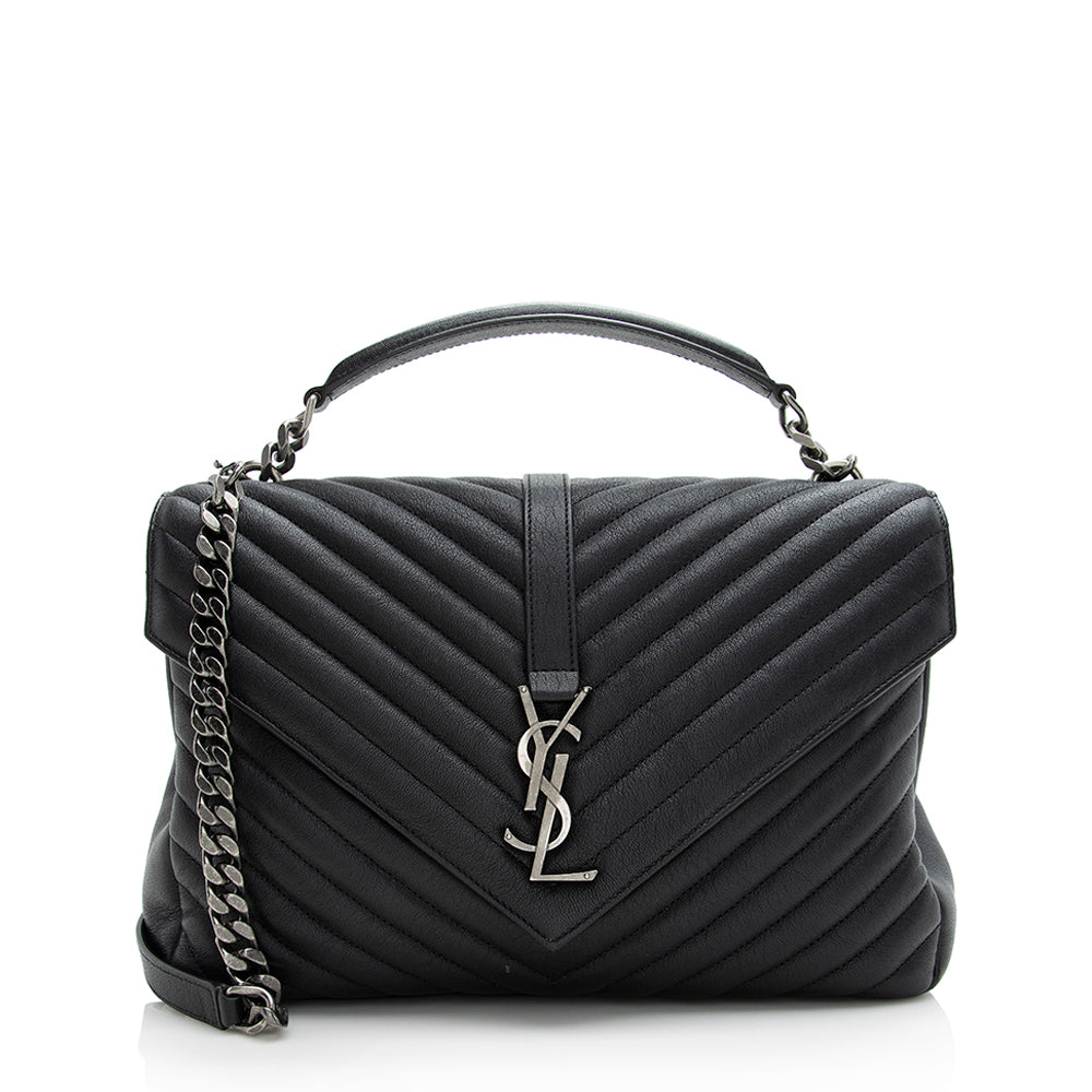 Saint Laurent Matelasse Calfskin Classic Monogram College Large Shoulder Bag 21810