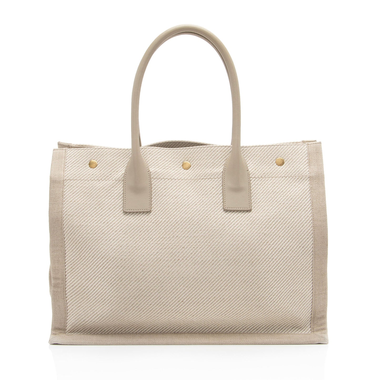 Saint Laurent Canvas Calfskin Rive Gauche Small Tote GiWJT4