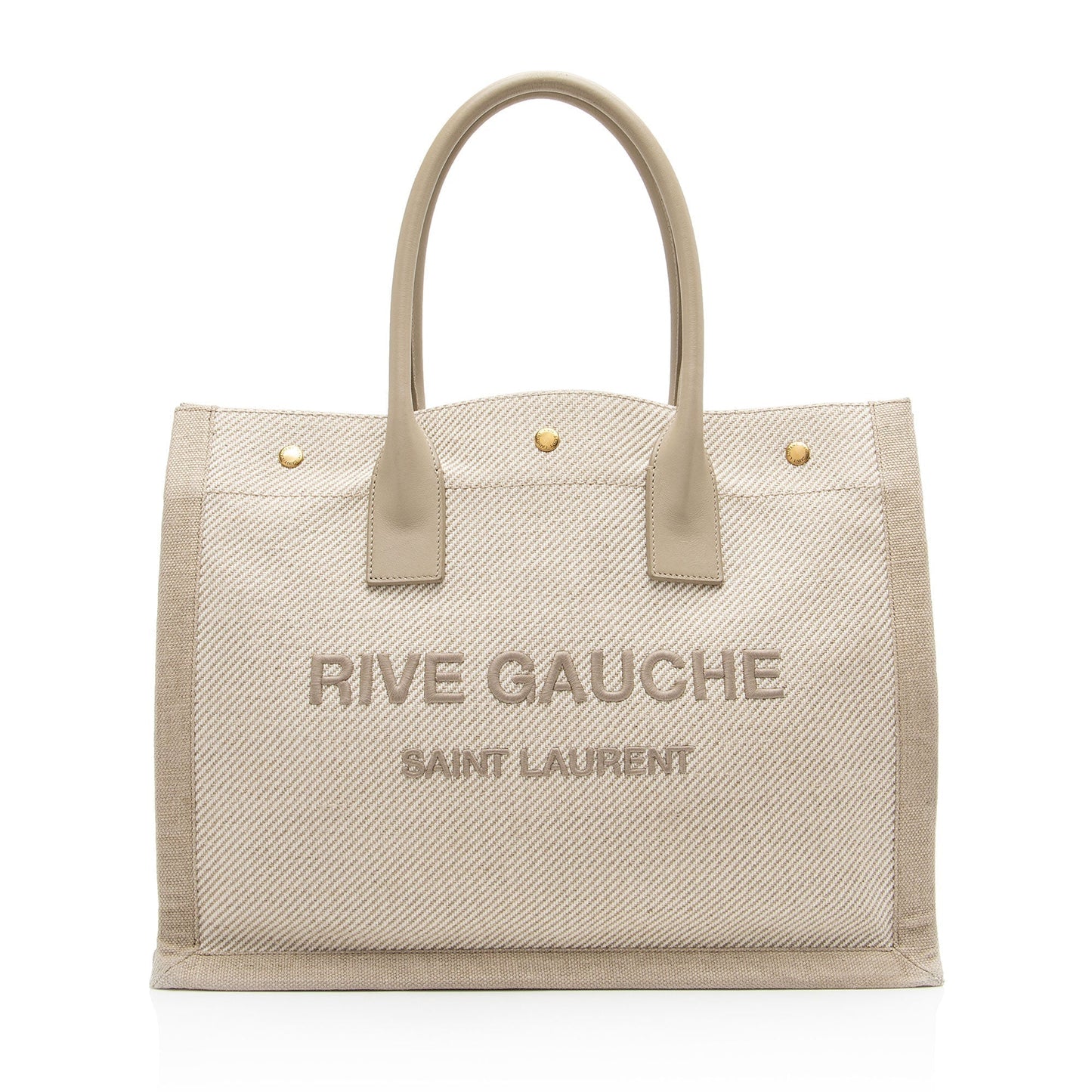 Saint Laurent Canvas Calfskin Rive Gauche Small Tote GiWJT4
