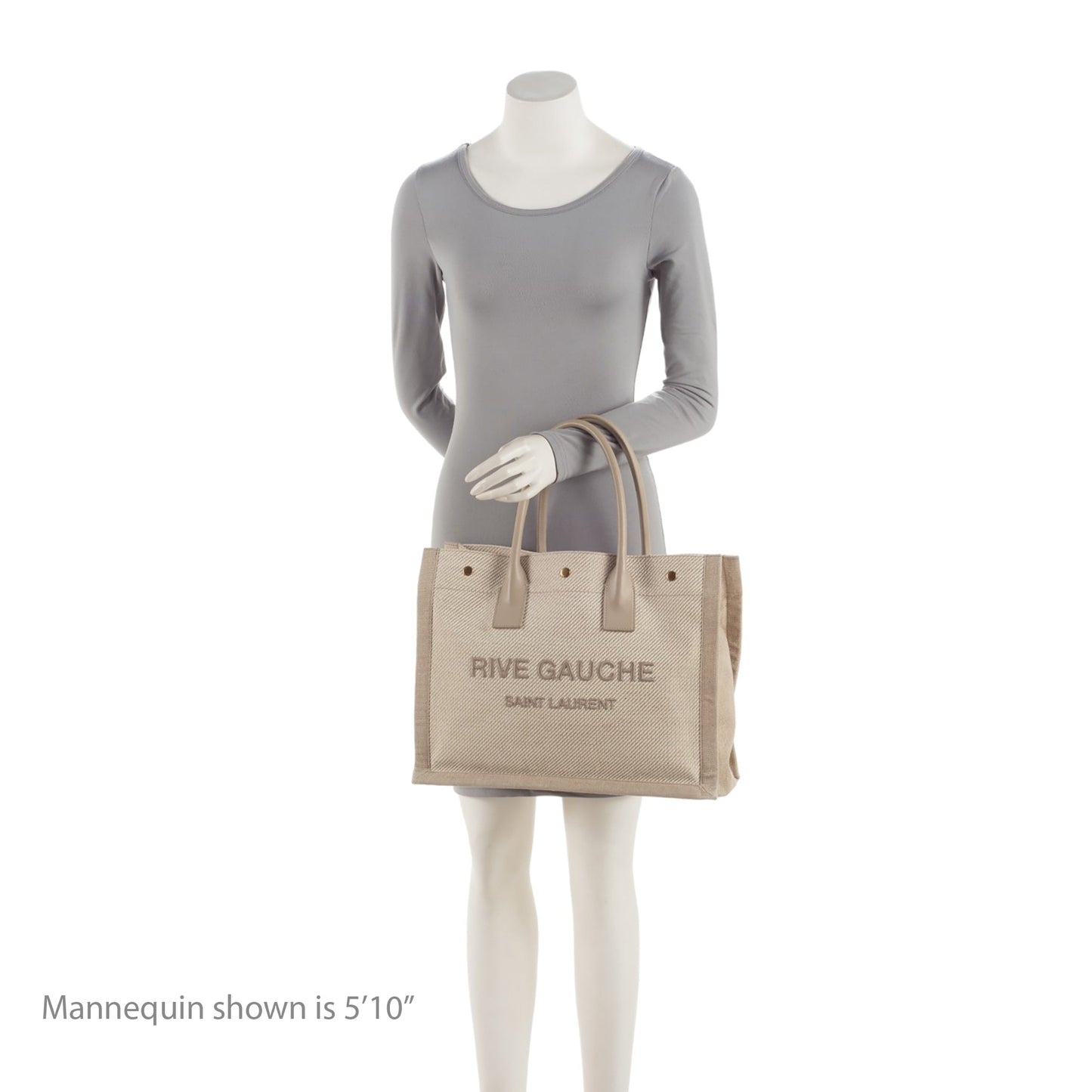 Saint Laurent Canvas Calfskin Rive Gauche Small Tote GiWJT4