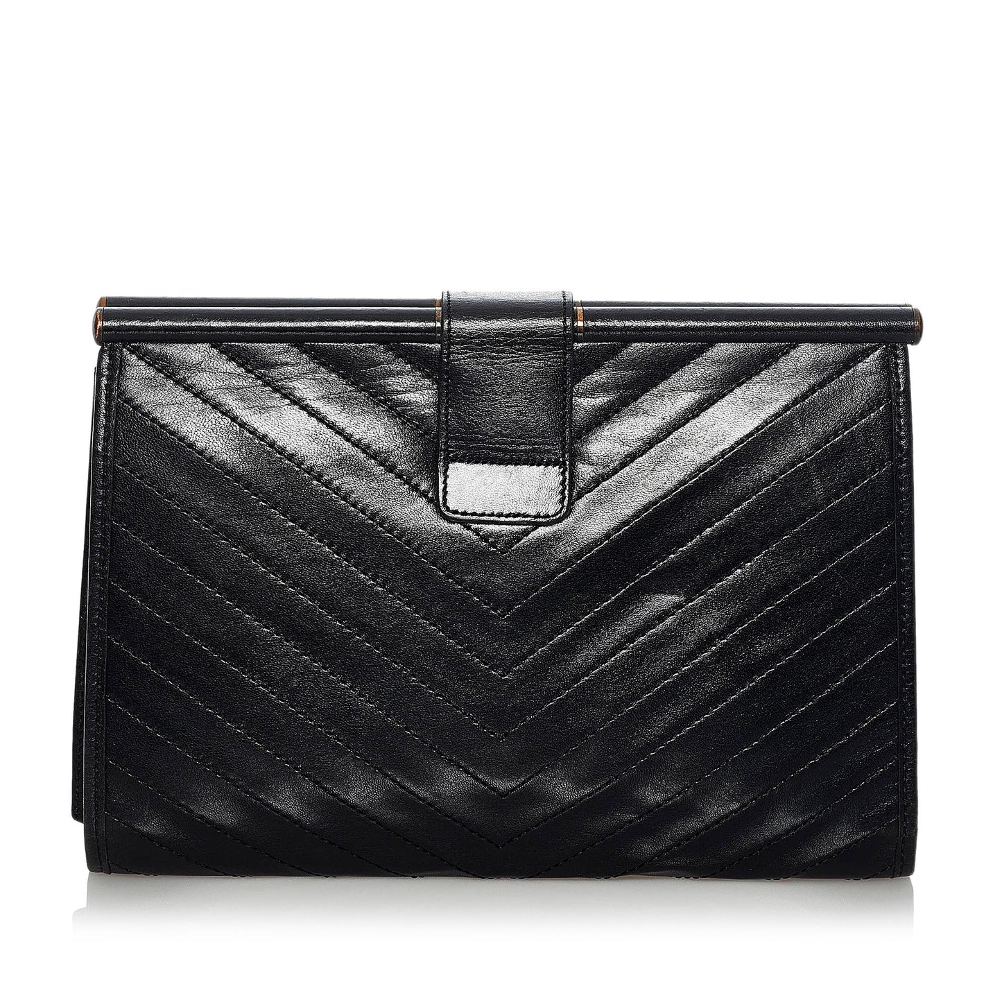 Saint Laurent Chevron Leather Clutch Bag (SHG-34249