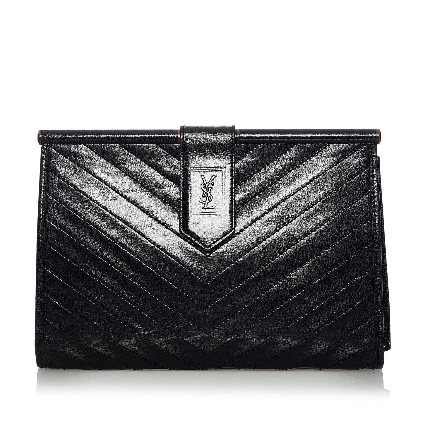 Saint Laurent Chevron Leather Clutch Bag (SHG-34249