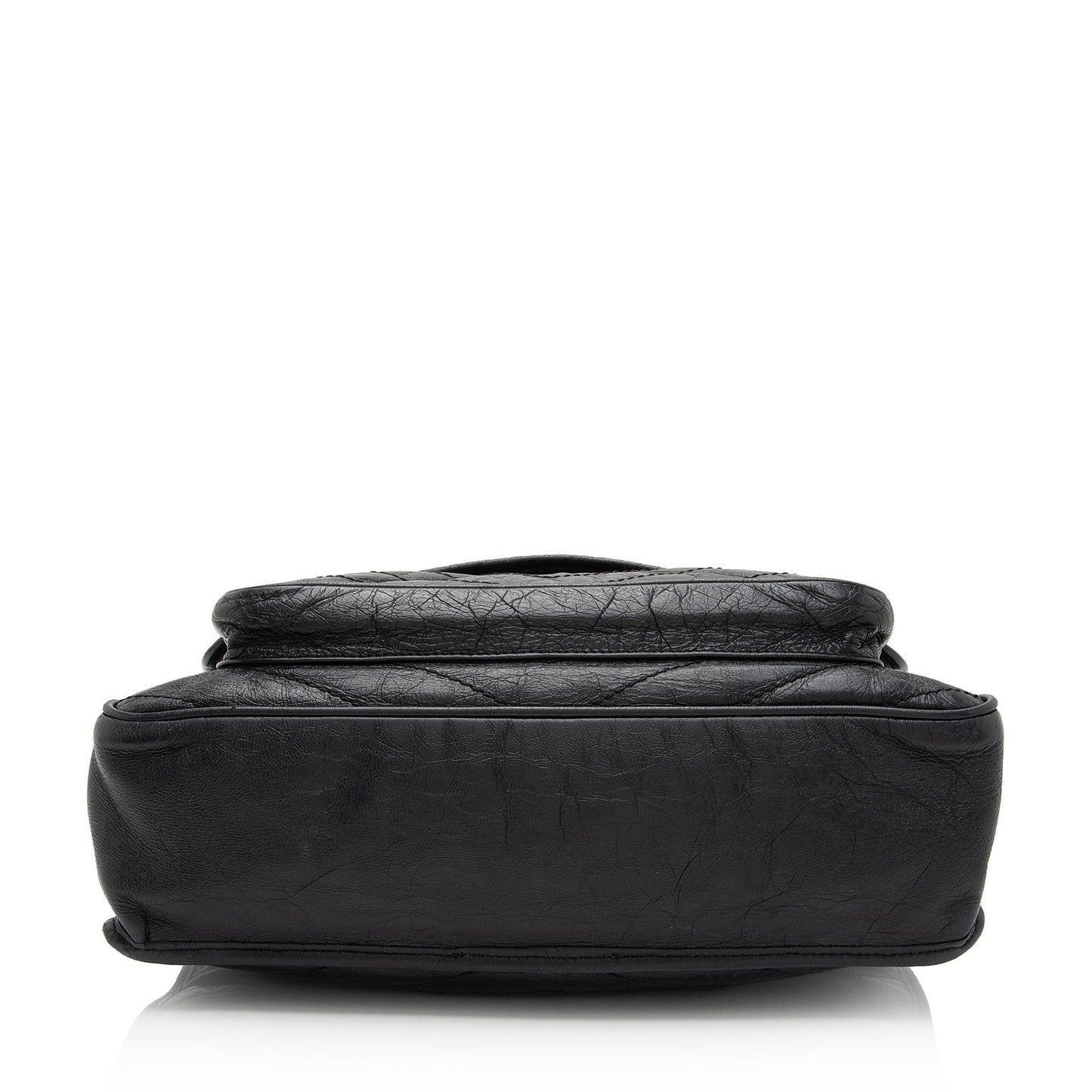 Saint Laurent Crinkled Calfskin Matte Black Monogram Niki Large Shoulder Bag eFW25Q