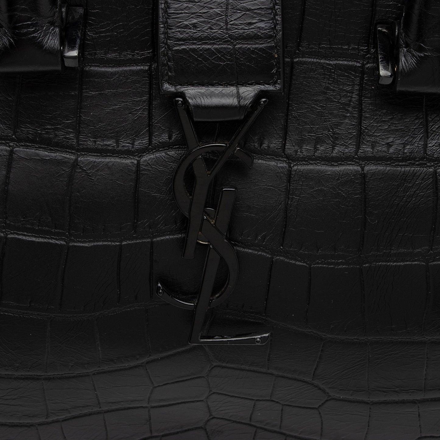 Saint Laurent Croc Embossed Leather Monogram Baby Cabas Tote QBG3Zi