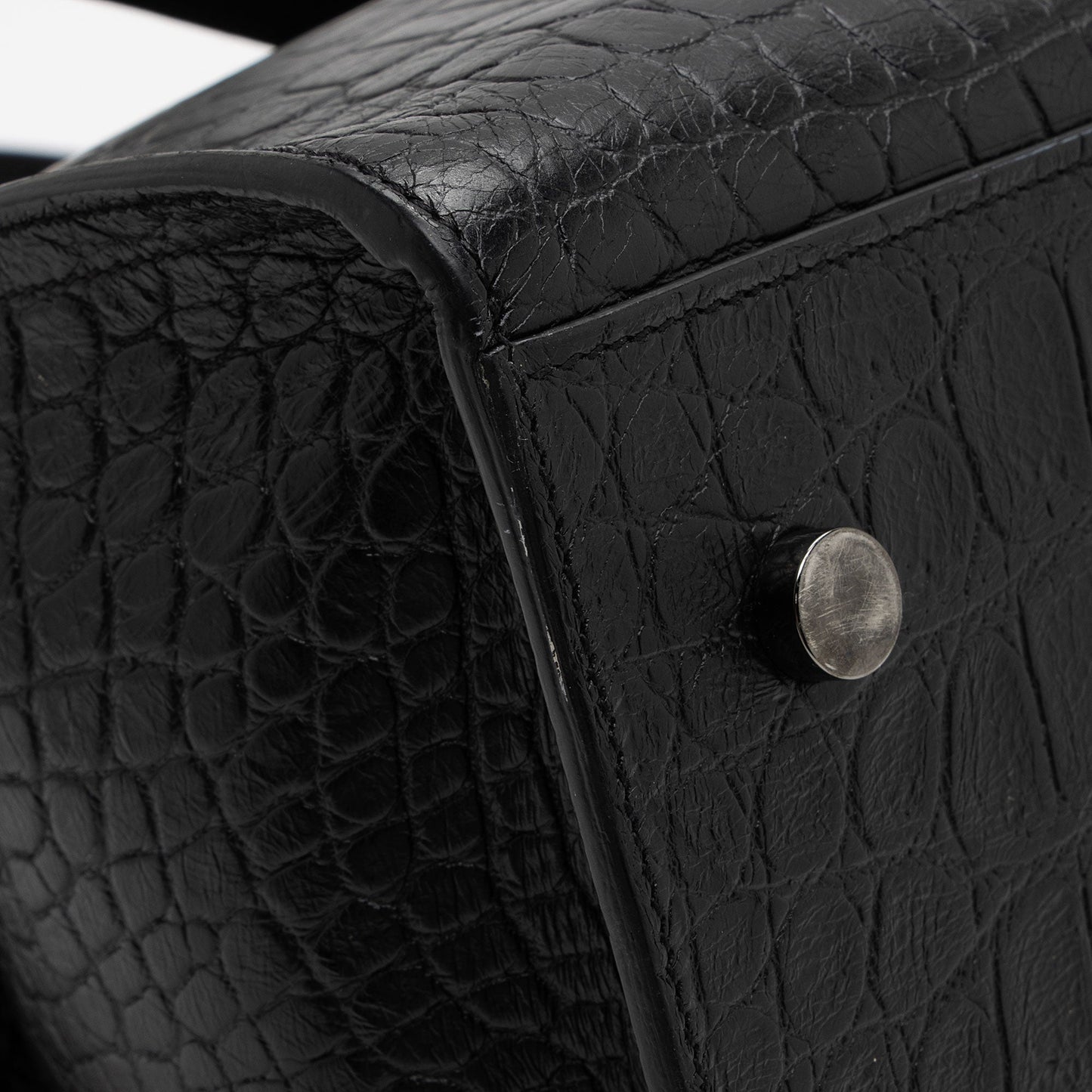 Saint Laurent Croc Embossed Leather Monogram Baby Cabas Tote QBG3Zi
