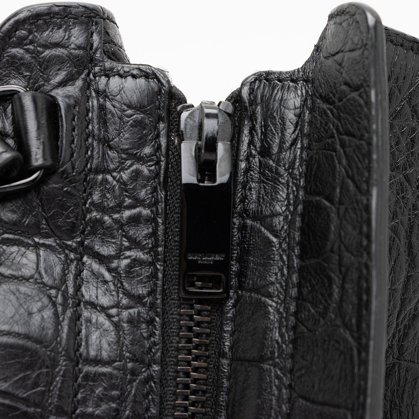 Saint Laurent Croc Embossed Leather Monogram Baby Cabas Tote QBG3Zi