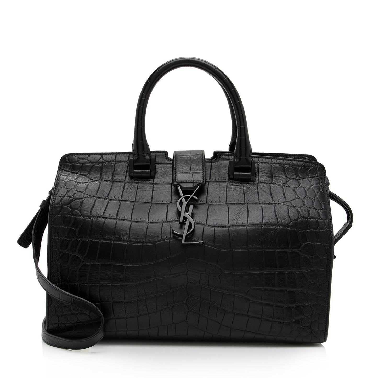Saint Laurent Croc Embossed Leather Monogram Baby Cabas Tote QBG3Zi