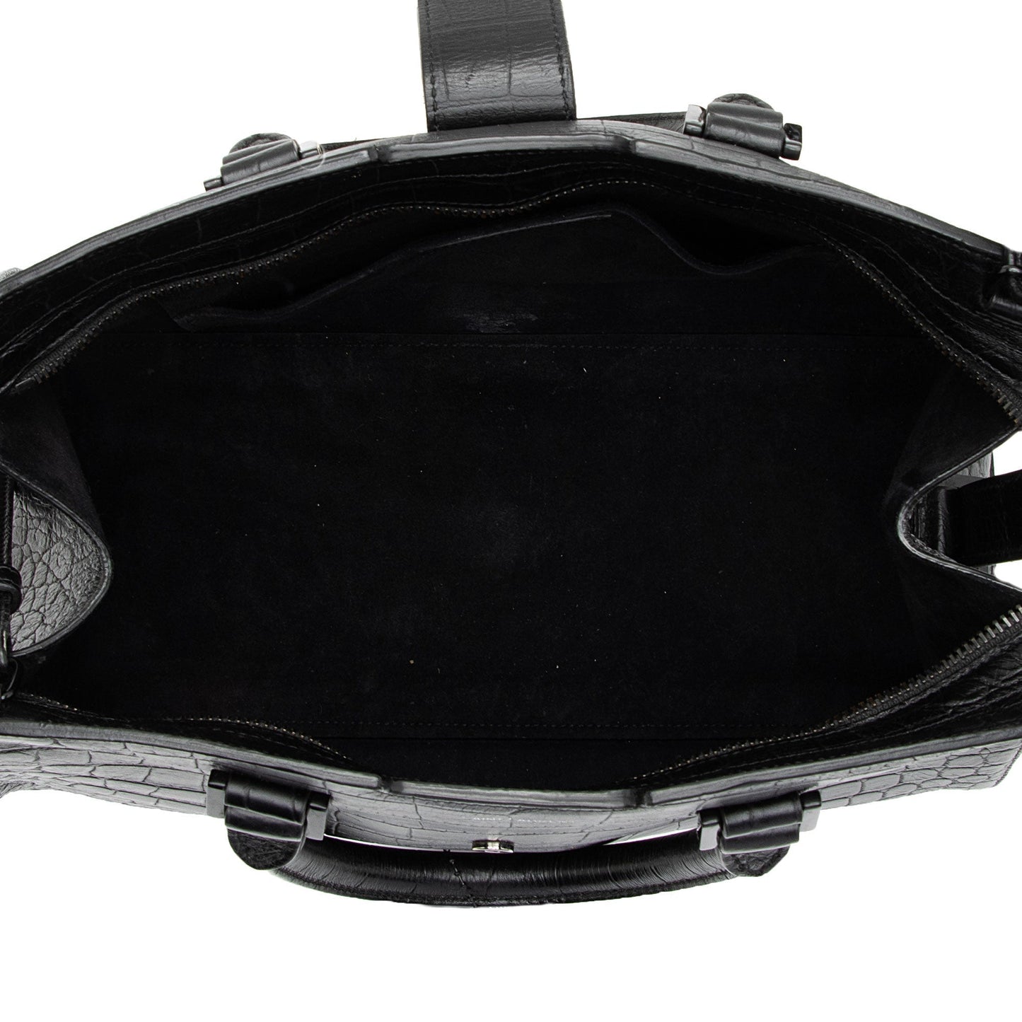 Saint Laurent Croc Embossed Leather Monogram Baby Cabas Tote QBG3Zi