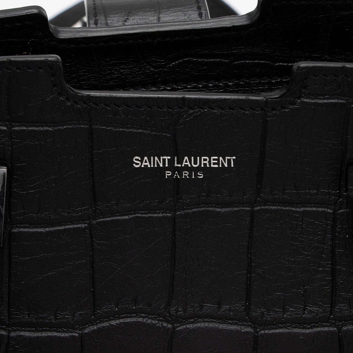 Saint Laurent Croc Embossed Leather Monogram Baby Cabas Tote QBG3Zi