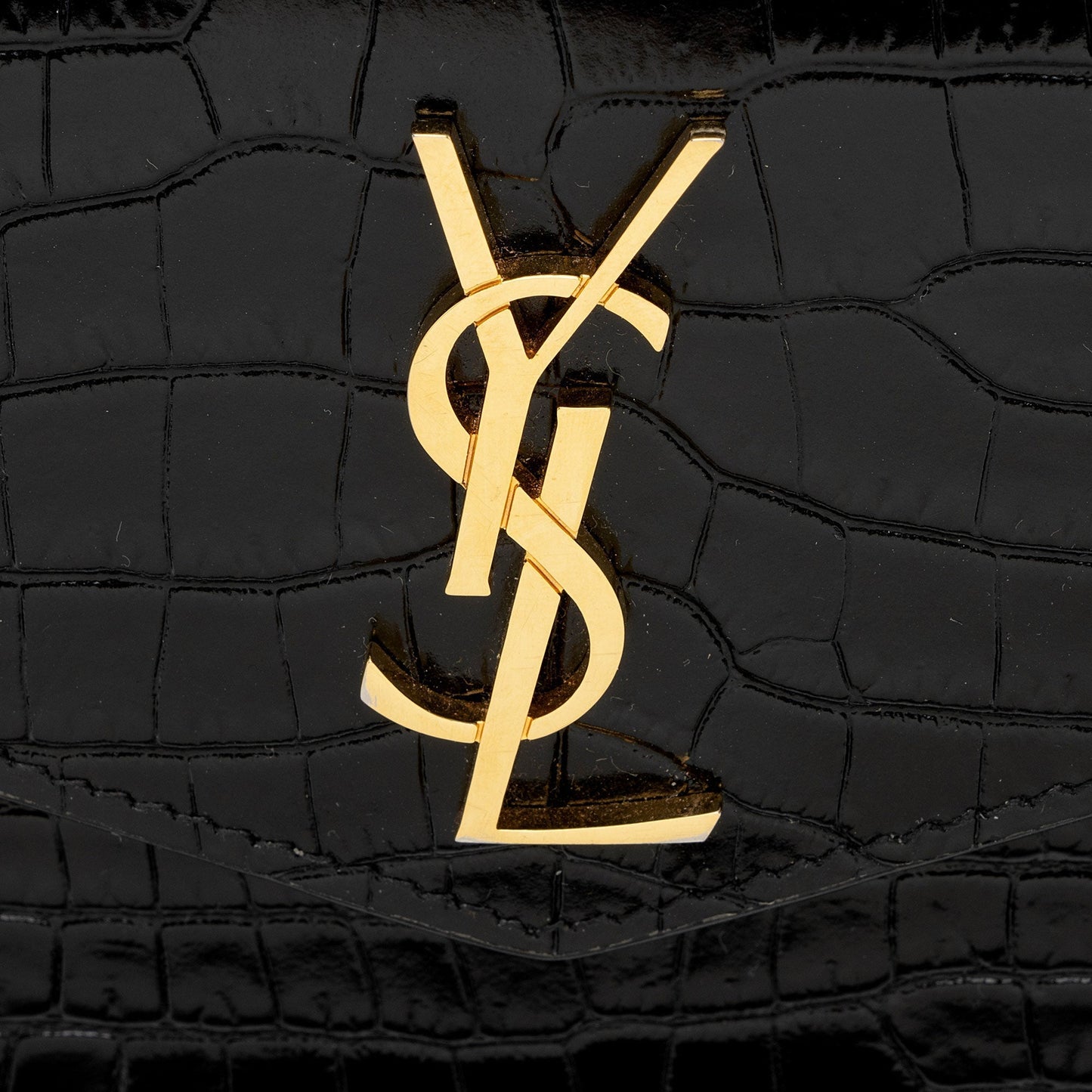 Saint Laurent Croc Embossed Leather Monogram Baby Uptown Clutch ZduBsW