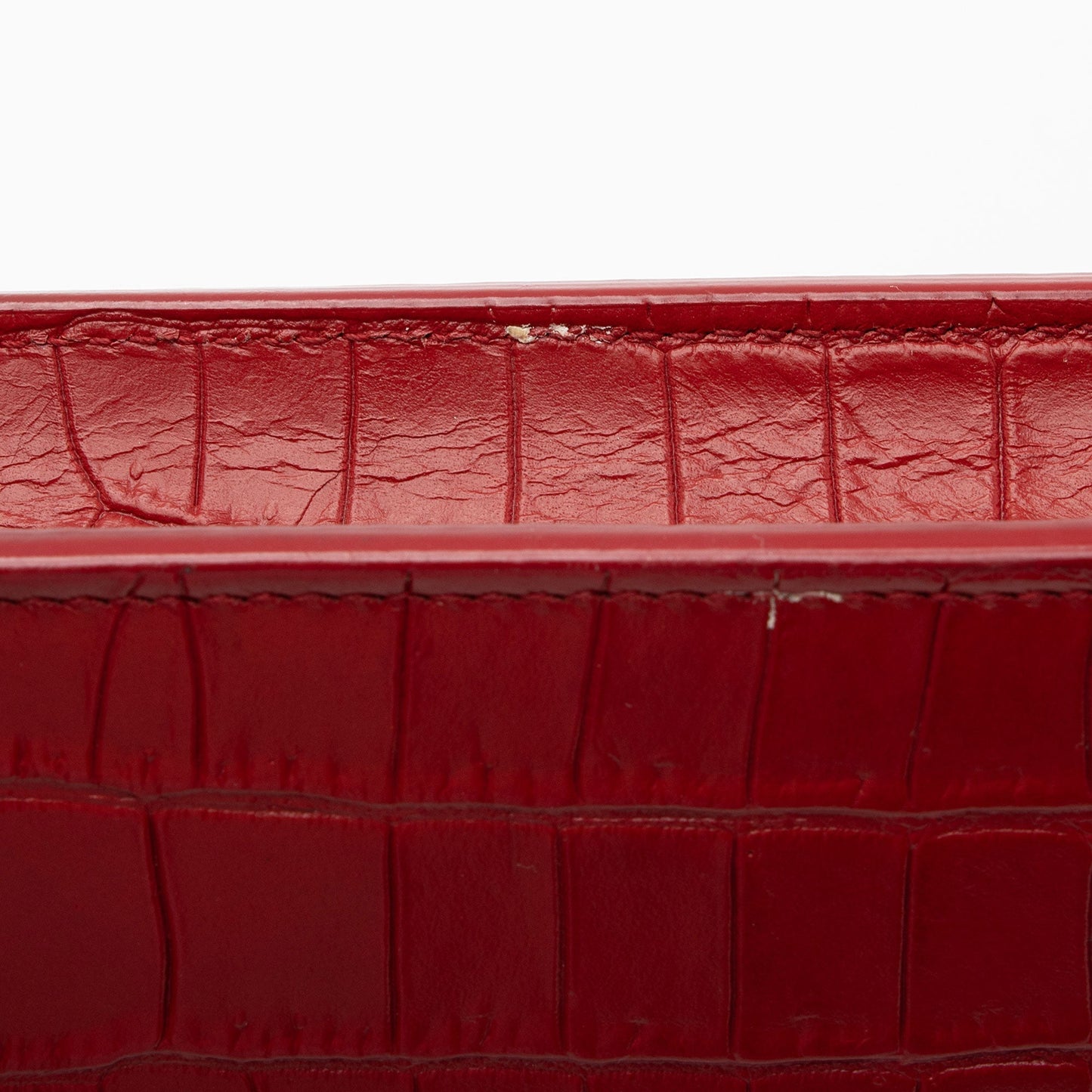 Saint Laurent Croc Embossed Leather Monogram Kate Tassel Chain Wallet AKAj5y