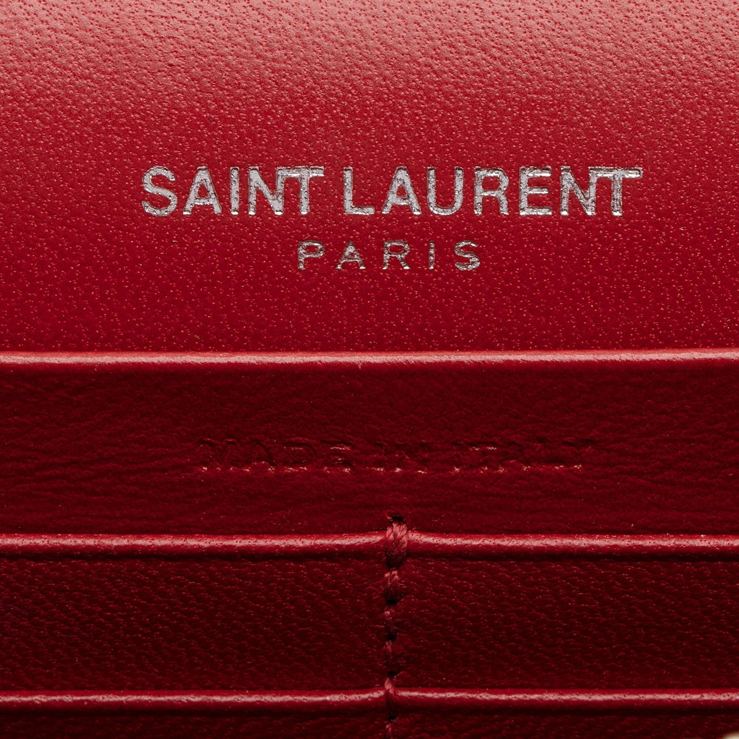 Saint Laurent Croc Embossed Leather Monogram Kate Tassel Chain Wallet AKAj5y