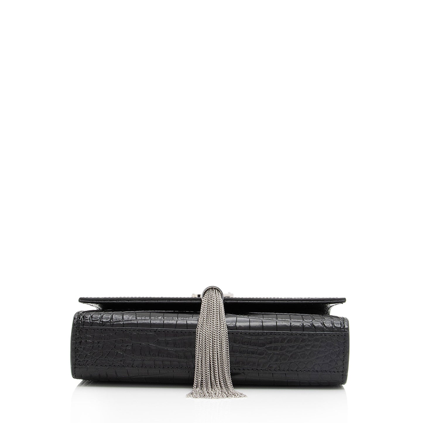 Saint Laurent Croc Embossed Leather Monogram Kate Tassel Small Shoulder Bag BWswR2