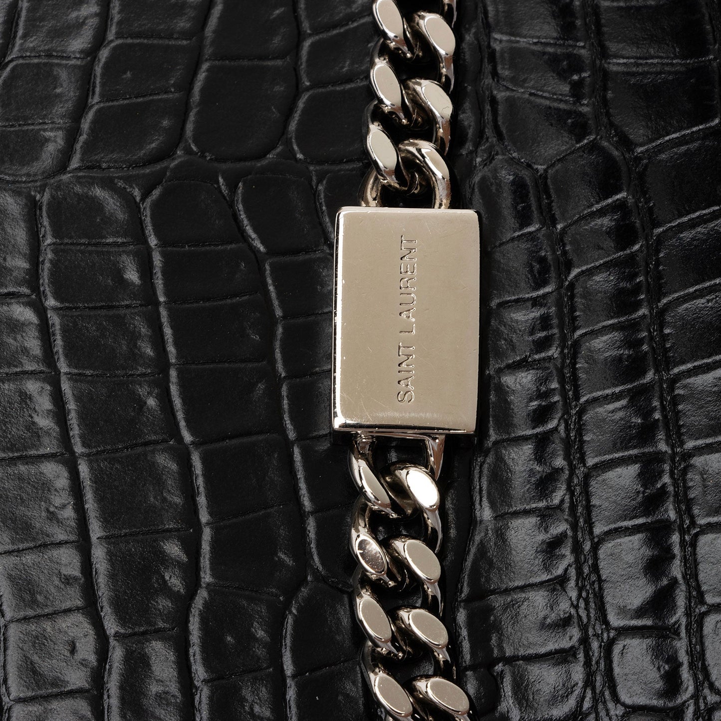 Saint Laurent Croc Embossed Leather Monogram Kate Tassel Small Shoulder Bag BWswR2