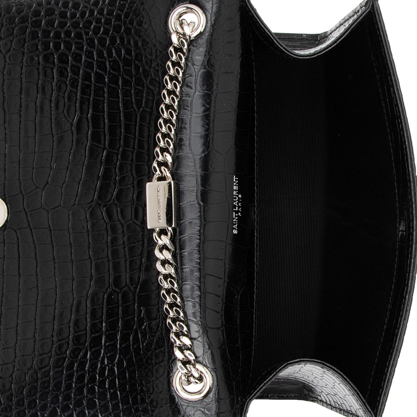 Saint Laurent Croc Embossed Leather Monogram Kate Tassel Small Shoulder Bag BWswR2