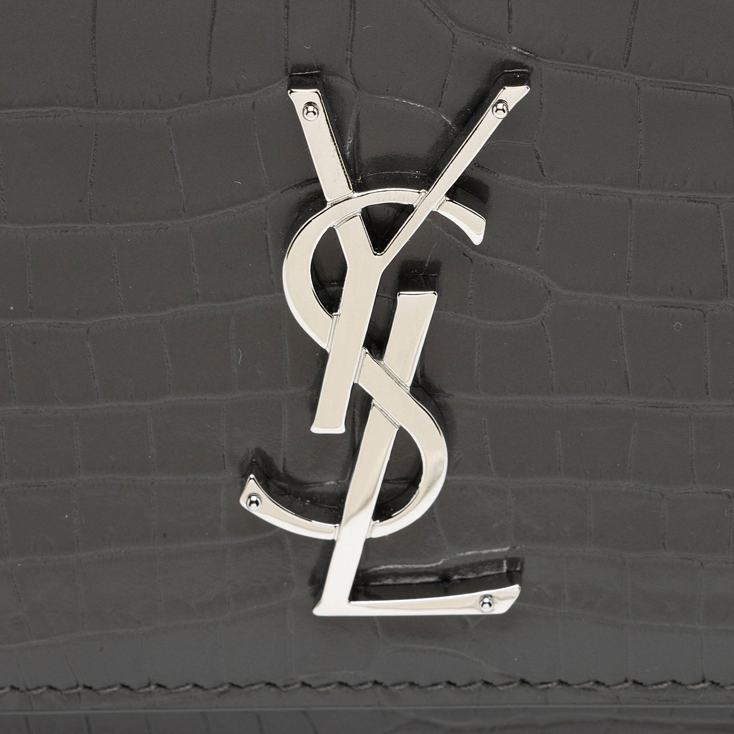 Saint Laurent Croc Embossed Leather Monogram Sunset Medium Shoulder Bag dhitYI