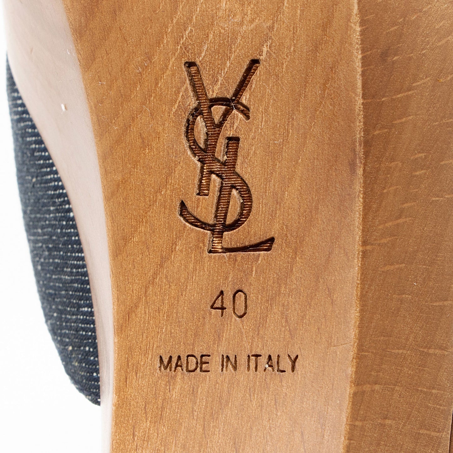 Saint Laurent Denim Wood Platform Slide Sandals - Size 10 / 40 MI4wKi