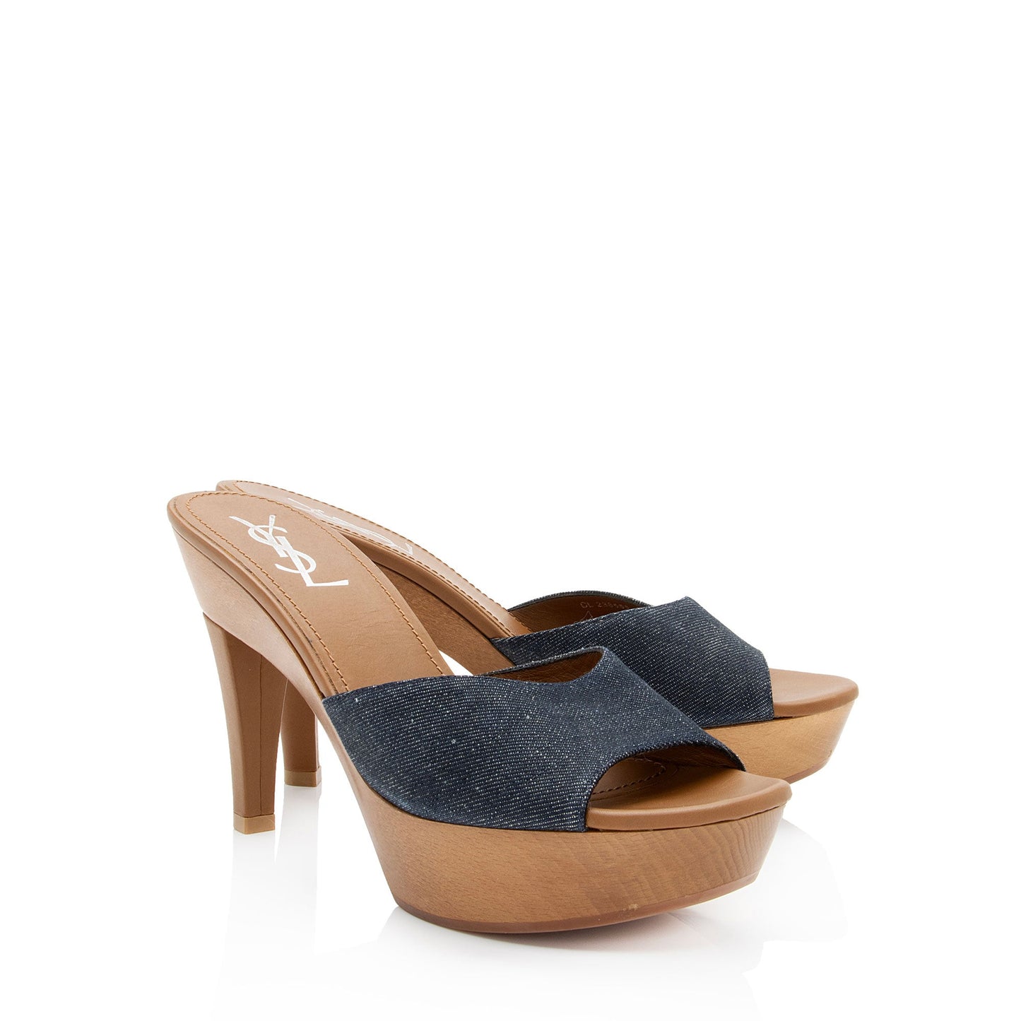 Saint Laurent Denim Wood Platform Slide Sandals - Size 10 / 40 MI4wKi