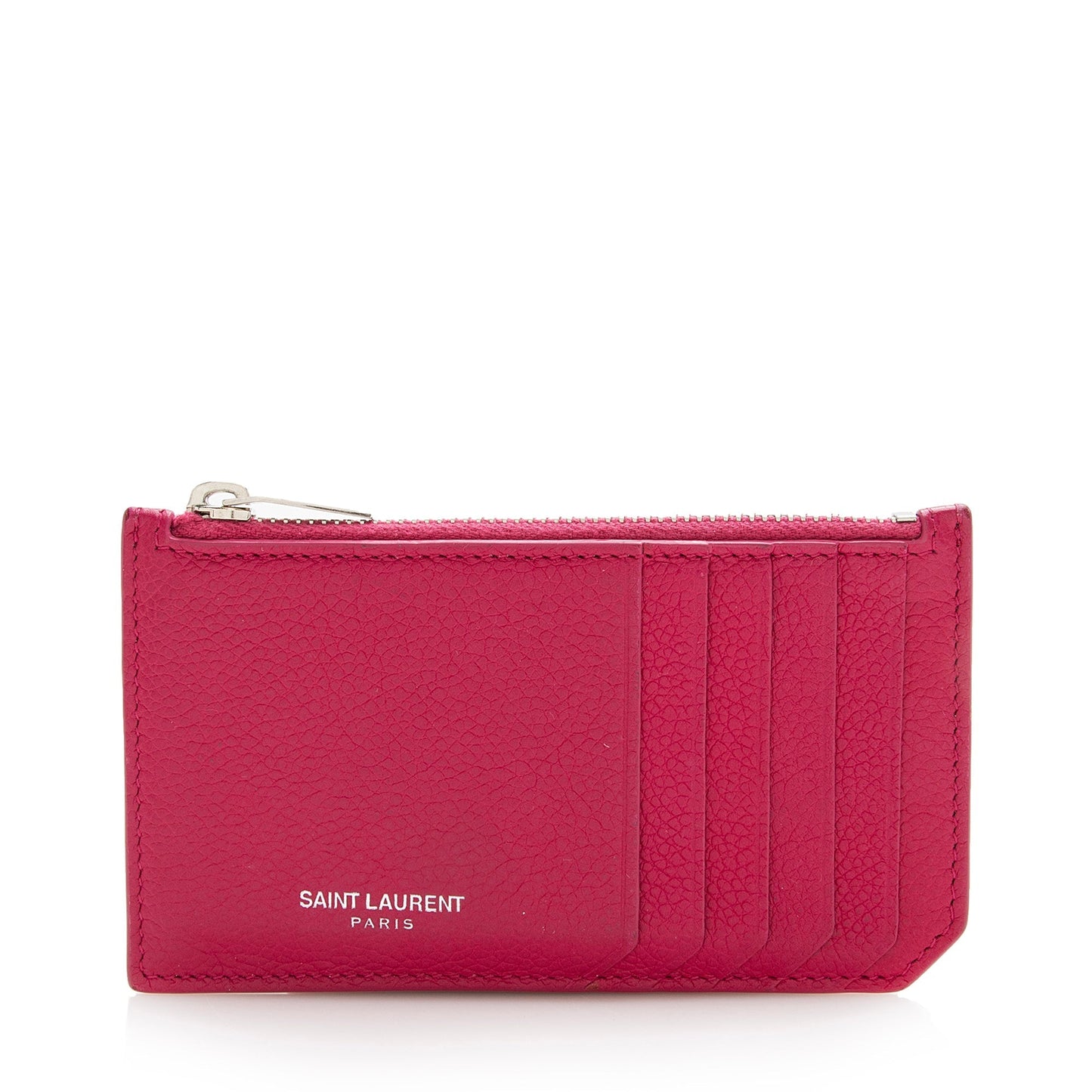 Saint Laurent Grained Leather Fragments Zipper Card Case 22472
