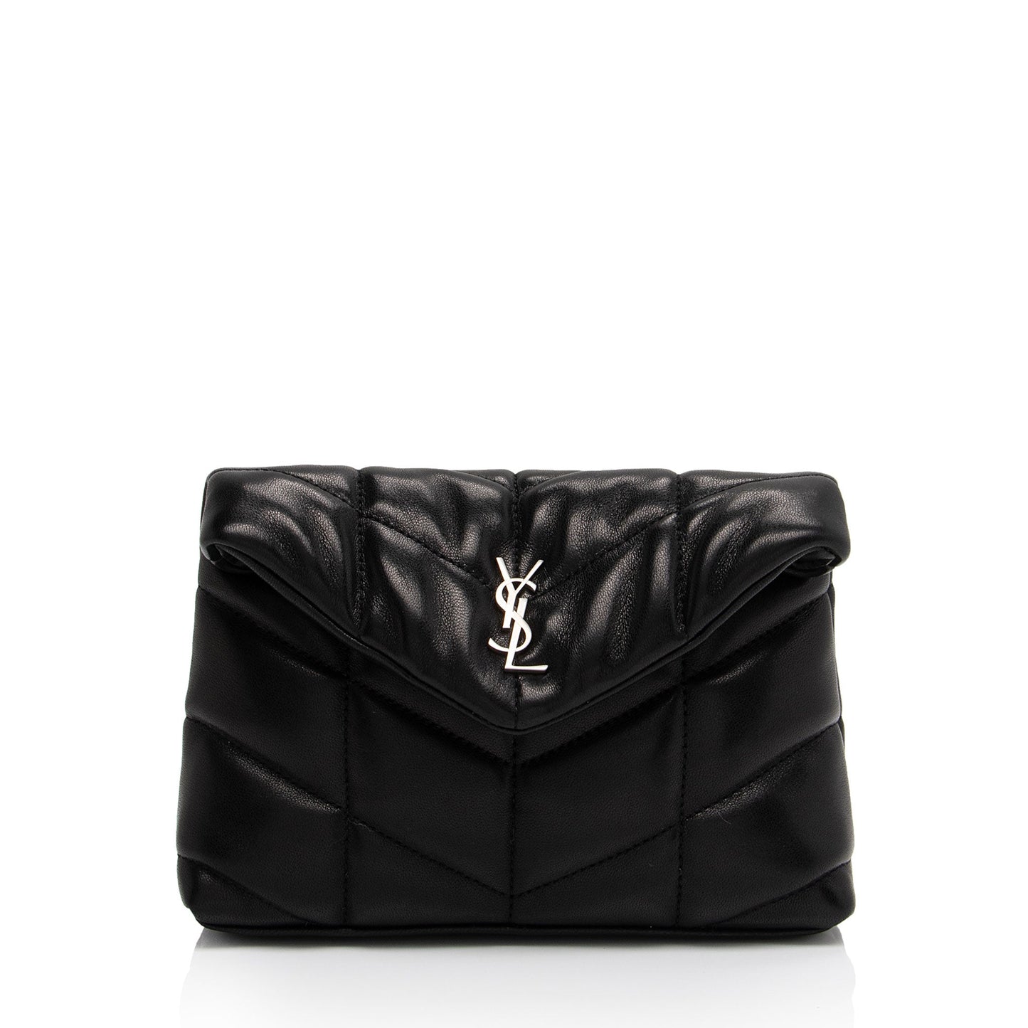 Saint Laurent Lambskin Monogram Puffer LouLou Small Clutch mMsAcC