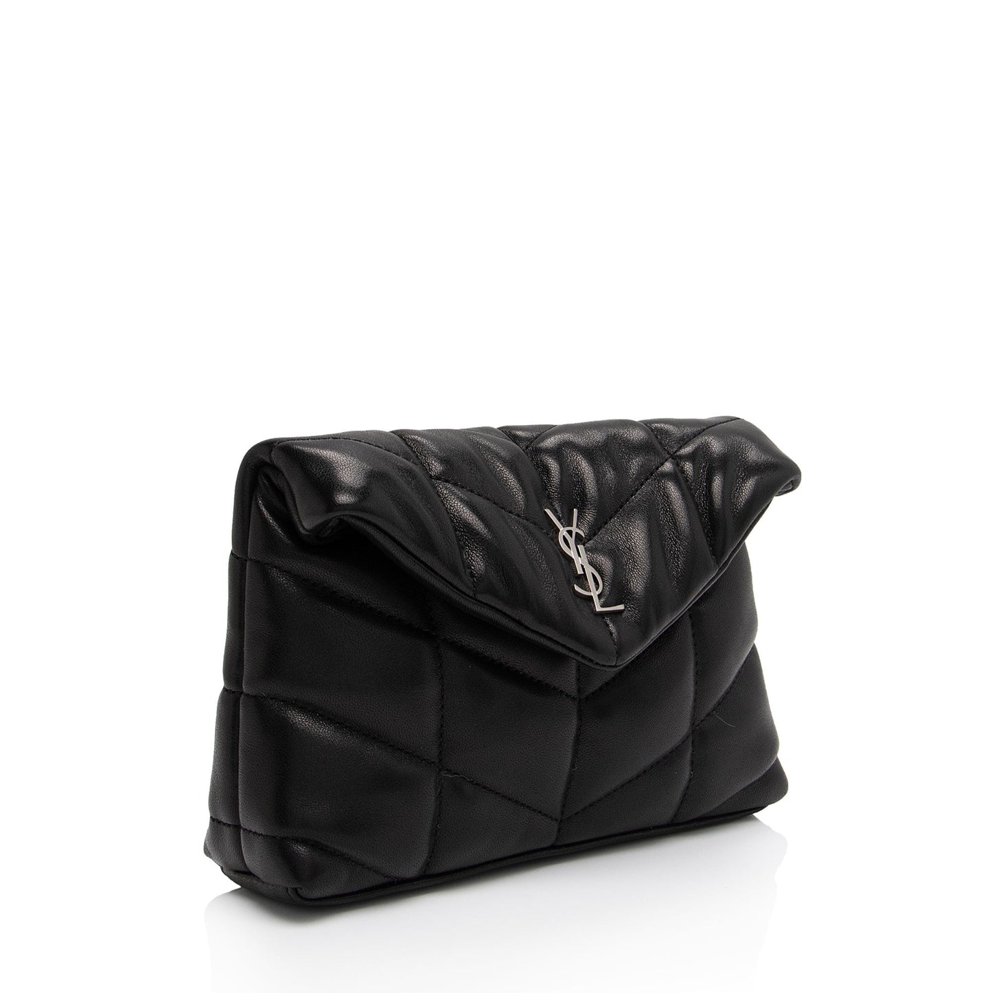 Saint Laurent Lambskin Monogram Puffer LouLou Small Clutch mMsAcC