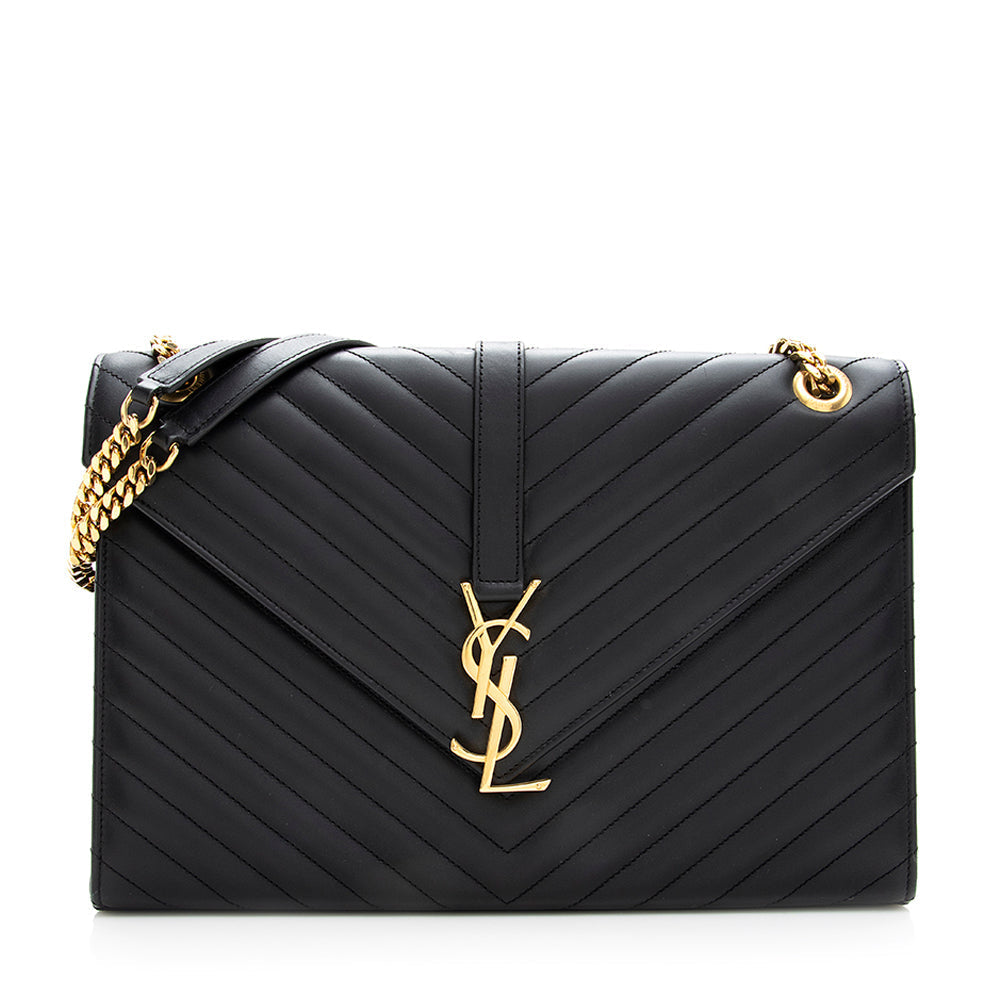 Saint Laurent Matelasse Calfskin Monogram Large Envelope Bag 19628