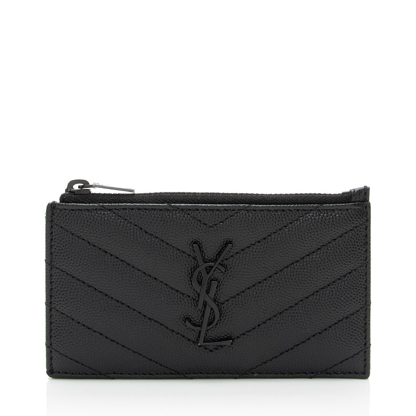 Saint Laurent Matelasse Grain de Poudre Monogram Fragments Zipper Card Case sDlJPU