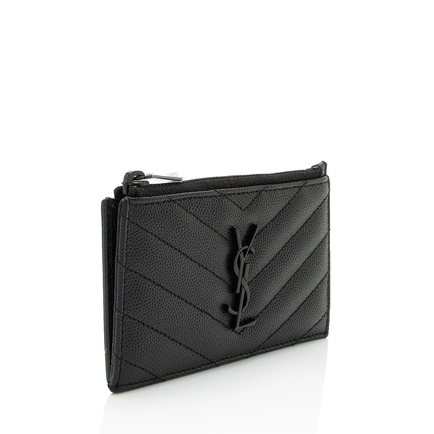 Saint Laurent Matelasse Grain de Poudre Monogram Fragments Zipper Card Case sDlJPU