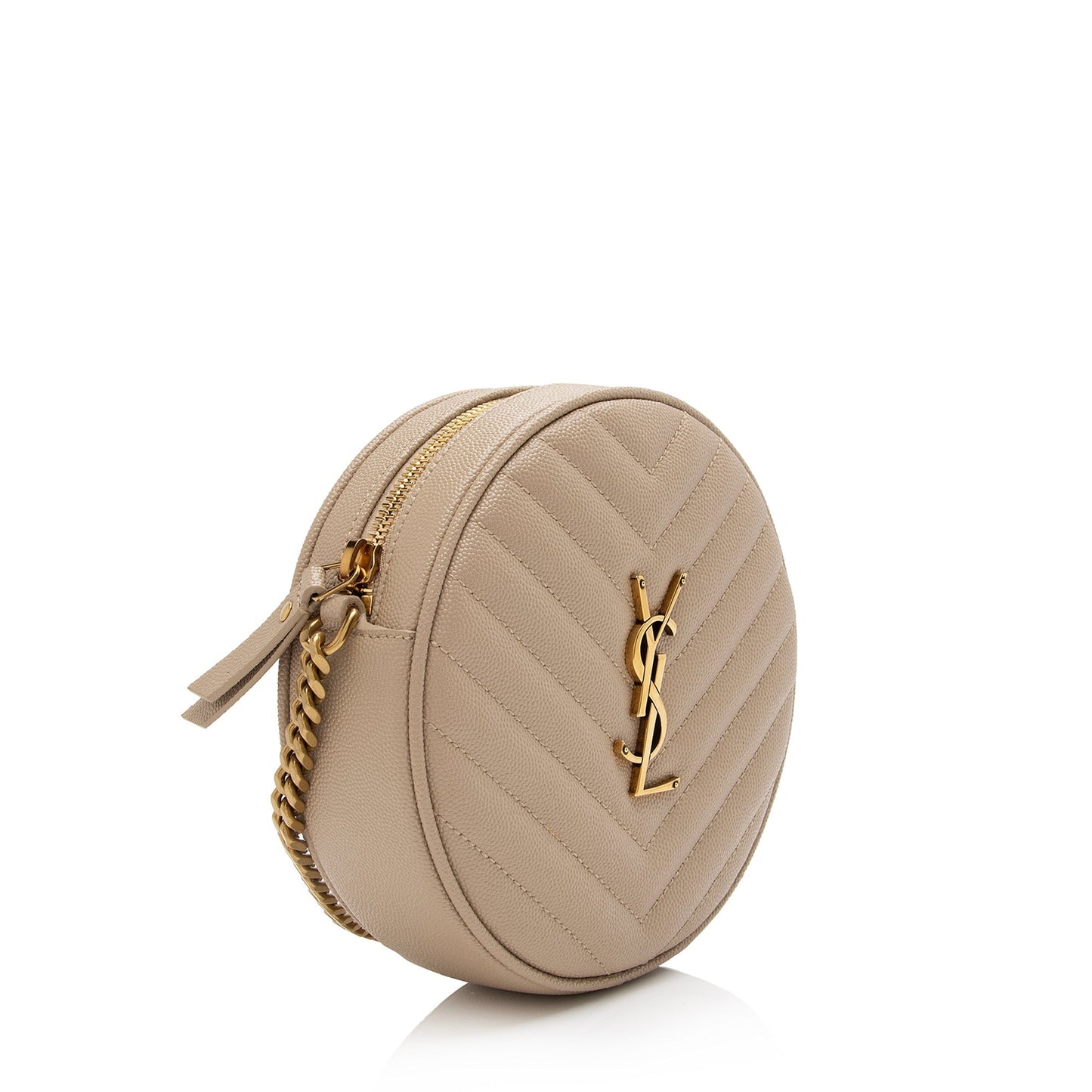 Saint Laurent Matelasse Grain de Poudre Monogram Vinyle Round Camera Bag Z2Rbux