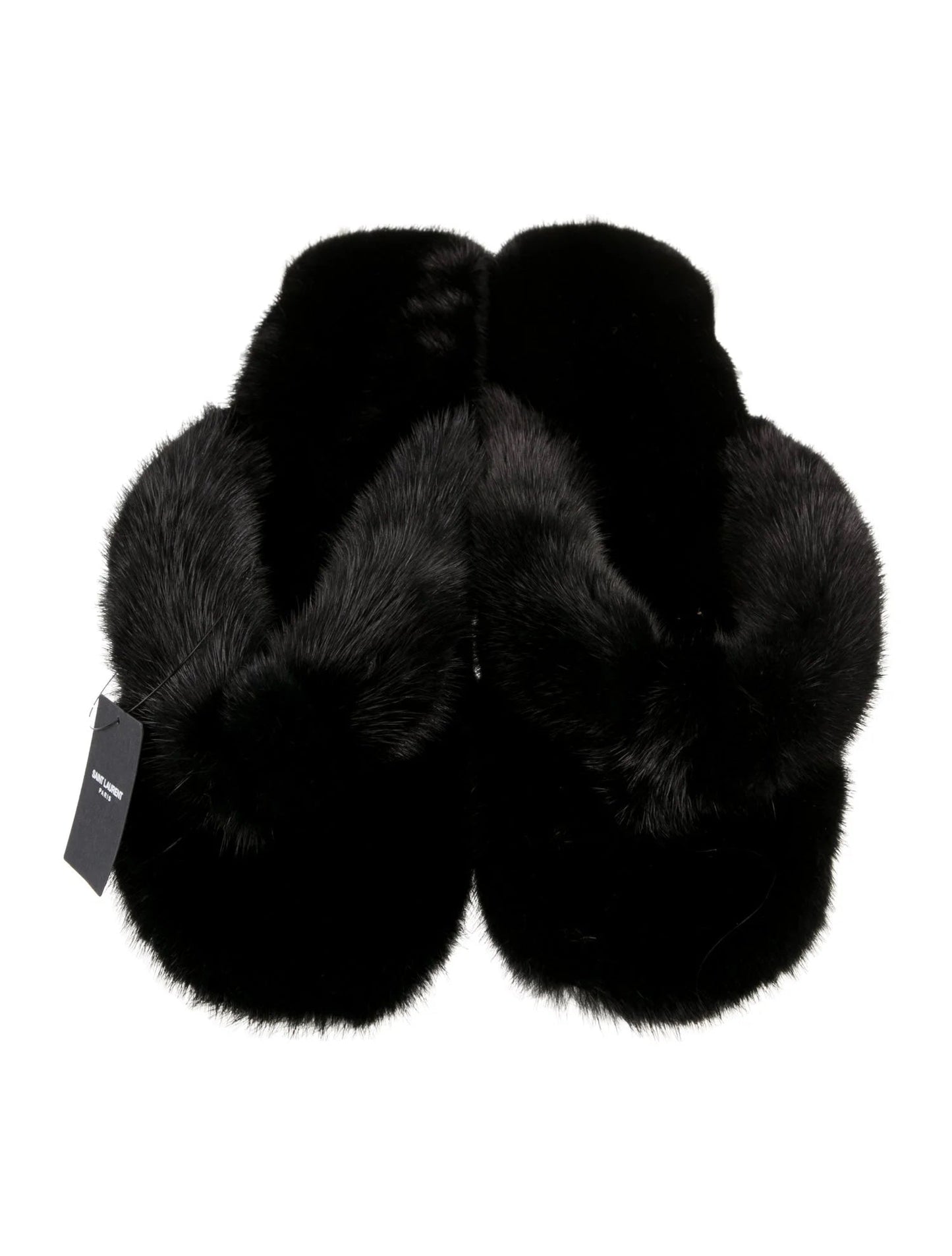SAINT LAURENT BLEACH MINK MULES