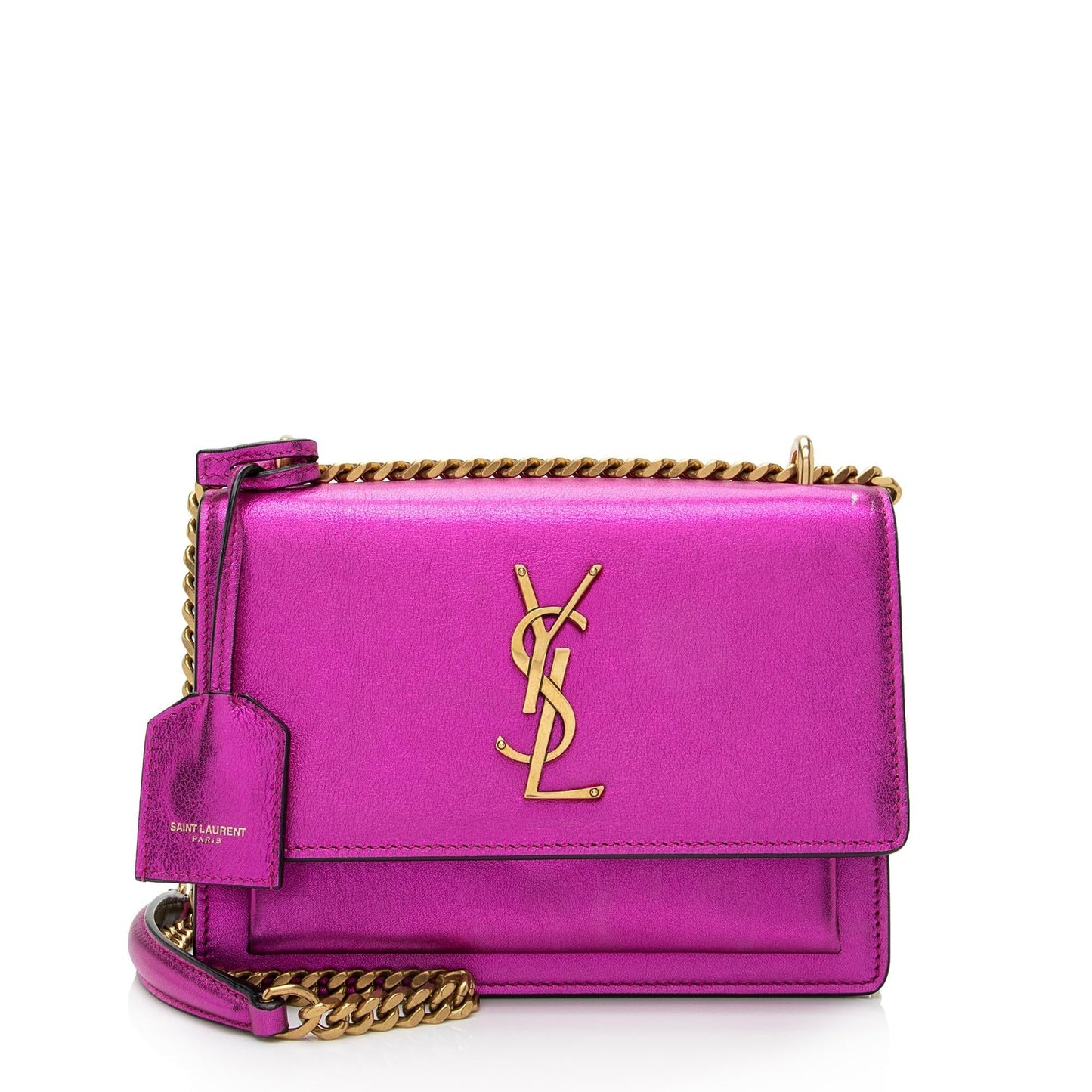 Saint Laurent Metallic Calfskin Monogram Sunset Small Shoulder Bag UXPbK2