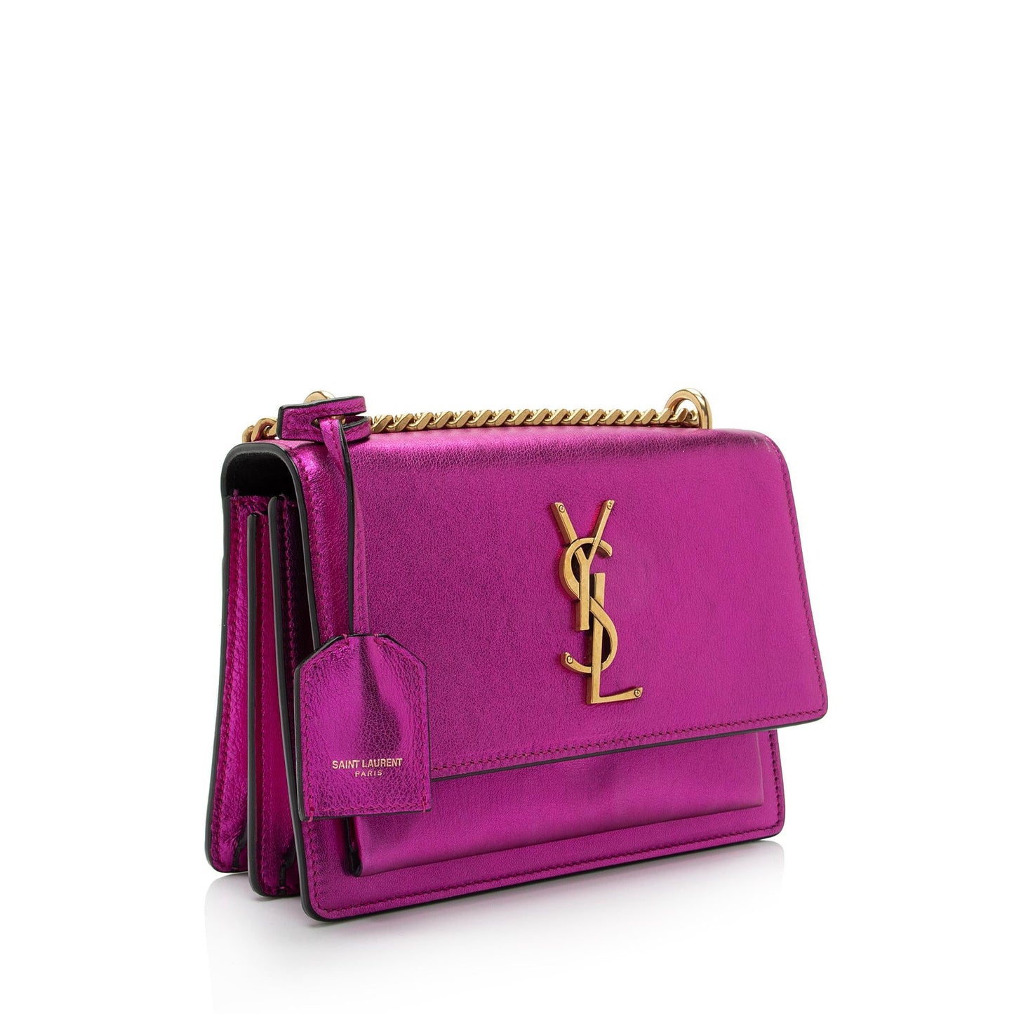 Saint Laurent Metallic Calfskin Monogram Sunset Small Shoulder Bag UXPbK2