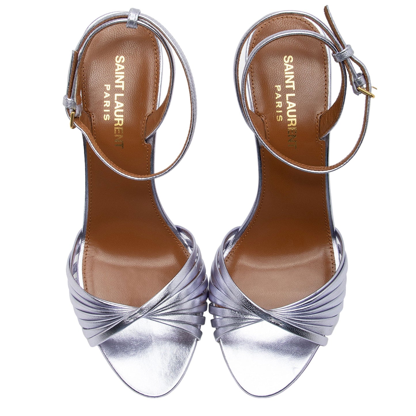 Saint Laurent Metallic Leather Tina Sandals - Size 6.5 / 36.5 O21f4G