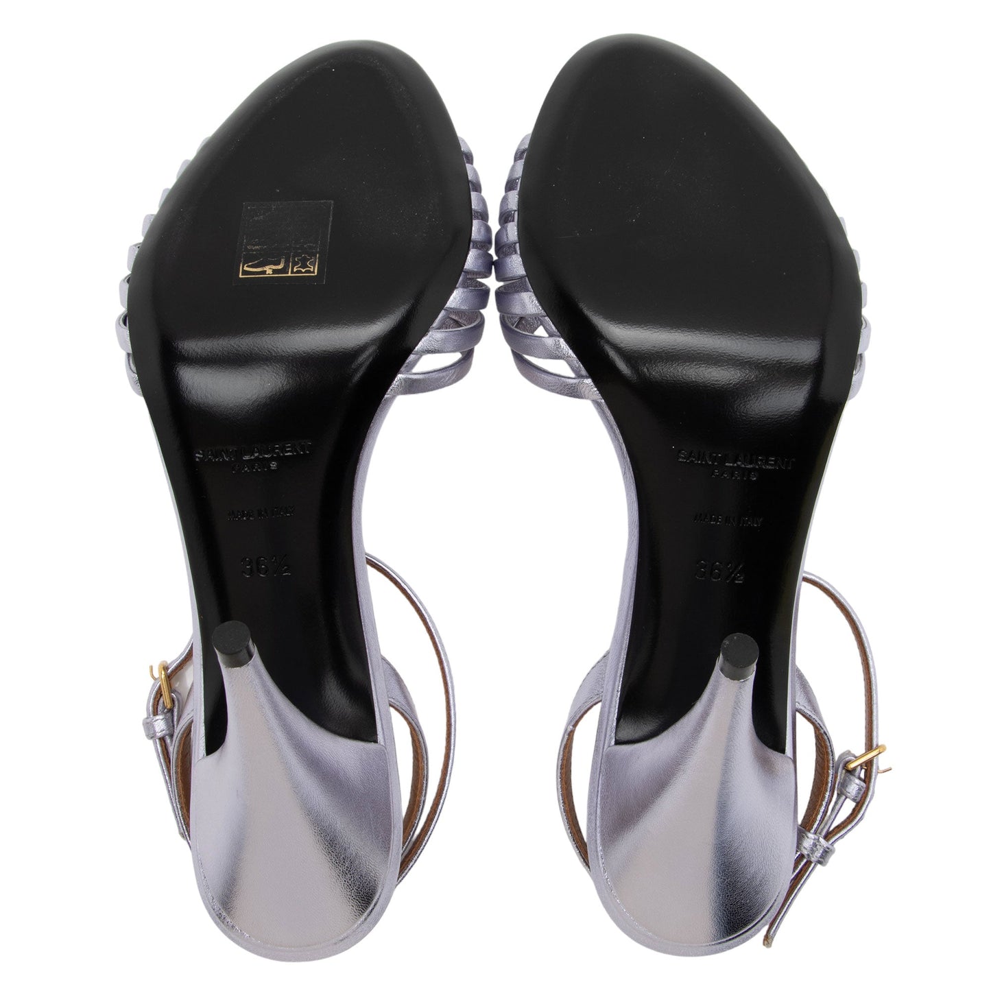 Saint Laurent Metallic Leather Tina Sandals - Size 6.5 / 36.5 O21f4G