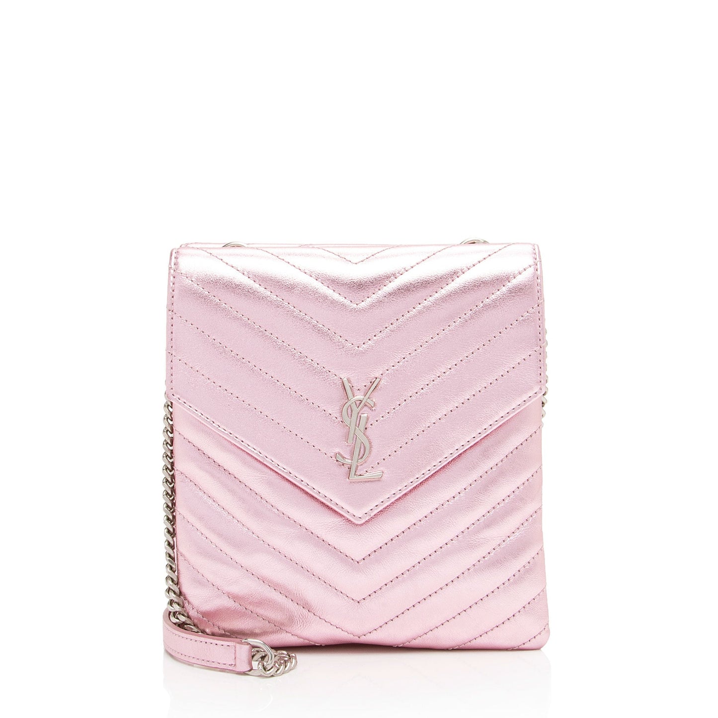 Saint Laurent Metallic Matelasse Lambskin Monogram Small Double Flap Bag IdIvhA