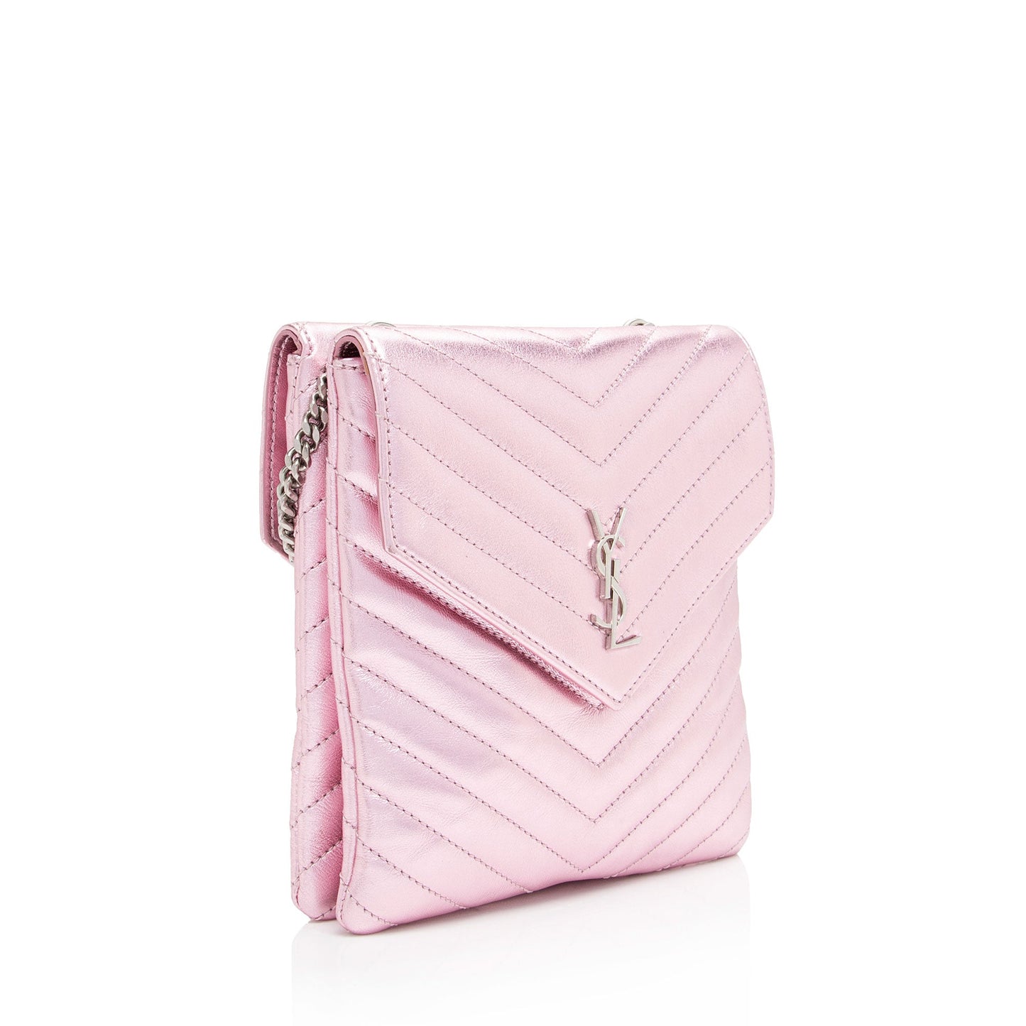 Saint Laurent Metallic Matelasse Lambskin Monogram Small Double Flap Bag IdIvhA