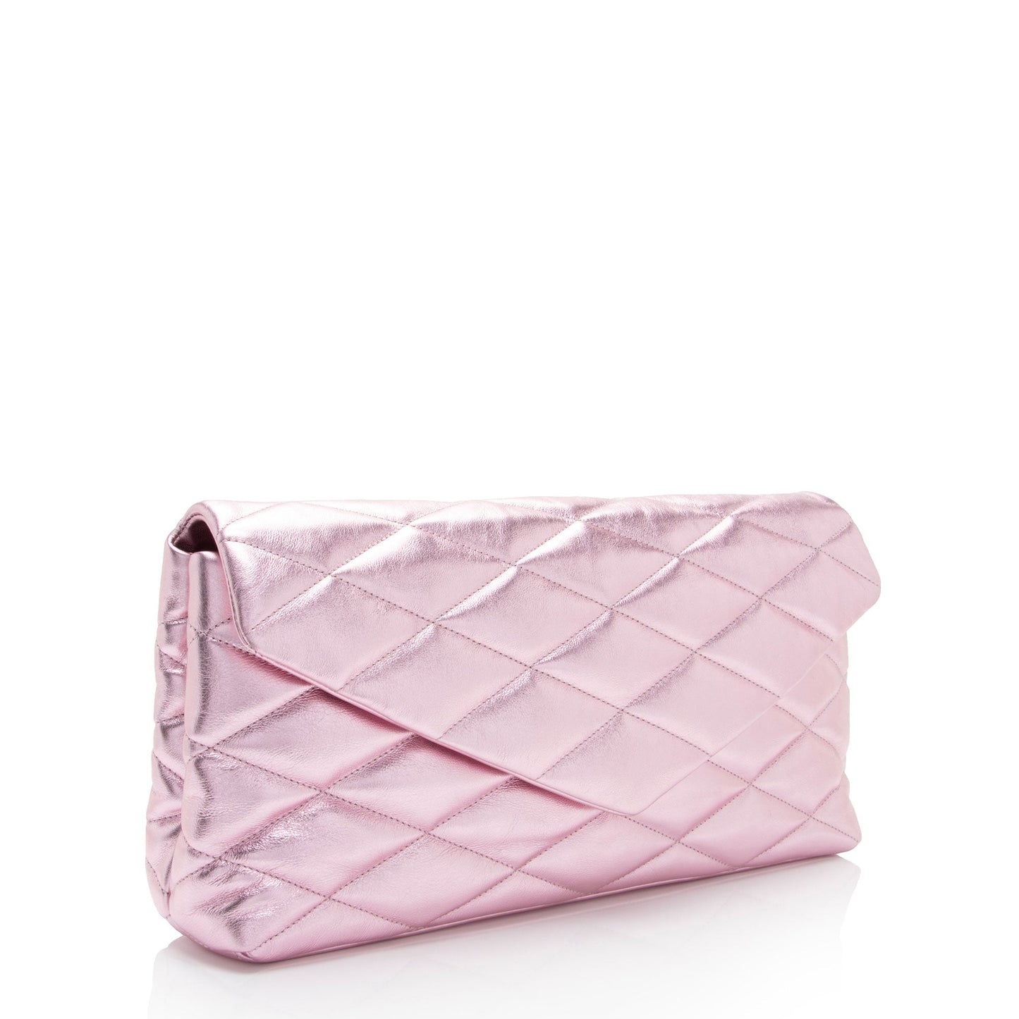 Saint Laurent Metallic Quilted Lambskin Puffer Sade Clutch dsF7Ye