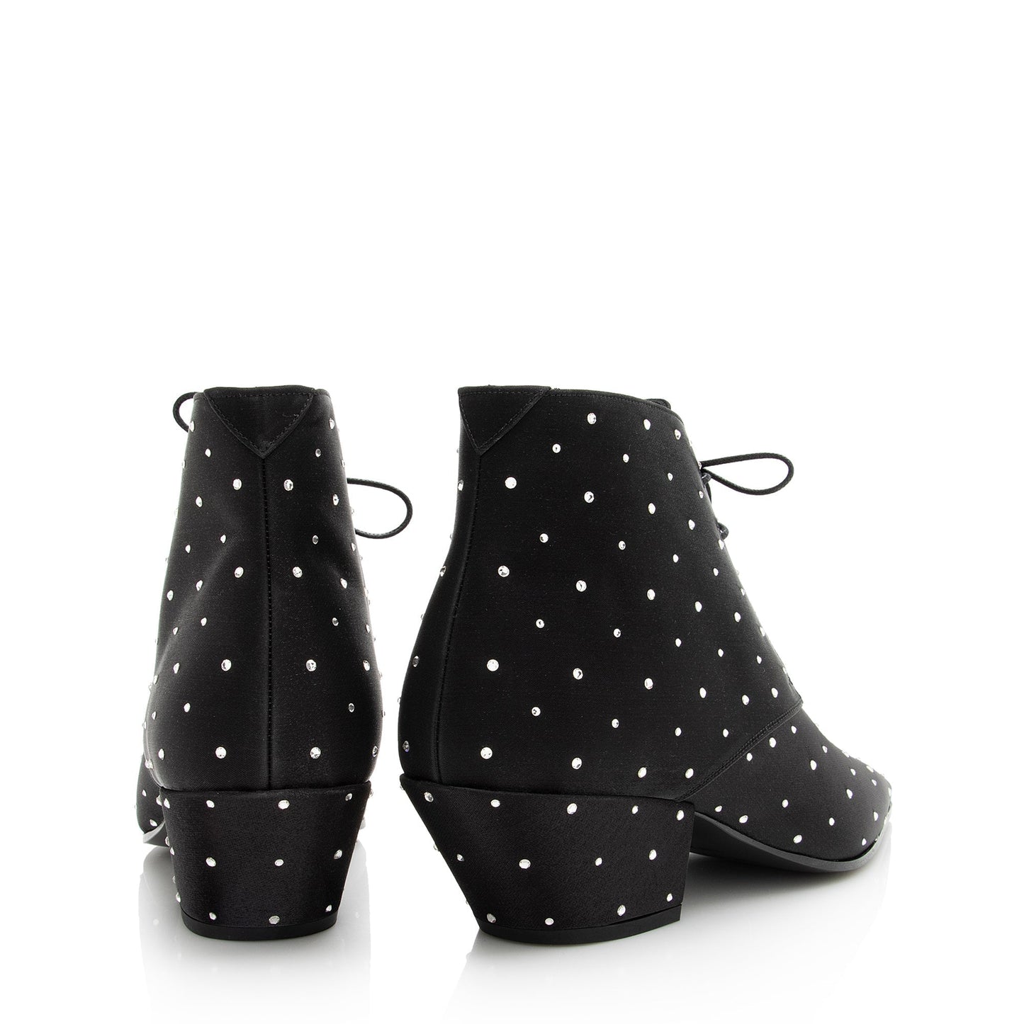 Saint Laurent Satin Crystal Lace Up Ankle Boots - Size 9.5 / 39.5 22503