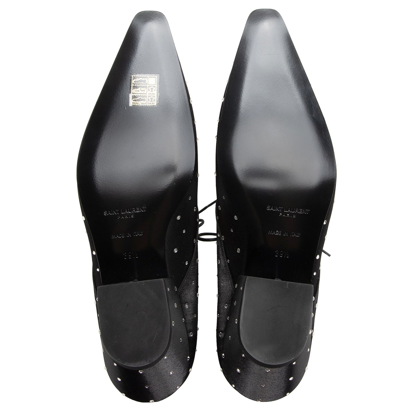 Saint Laurent Satin Crystal Lace Up Ankle Boots - Size 9.5 / 39.5 22503