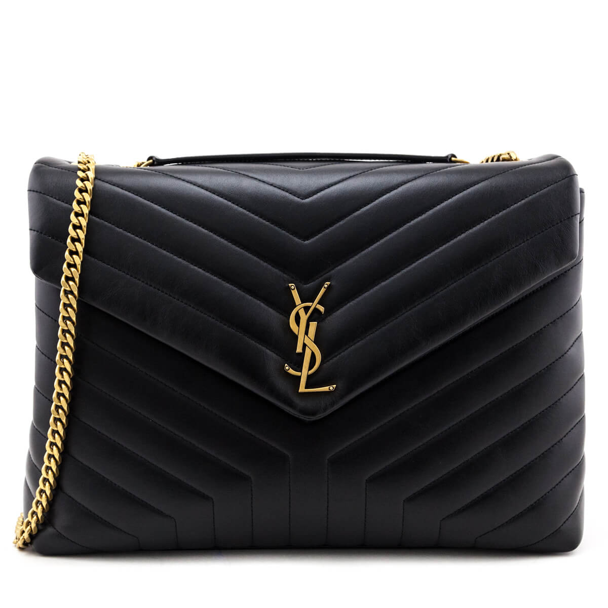 Luxury Saint Laurent Trending 2025 Black Calfskin Matelasse Large Loulou Monogram Chain Satchel