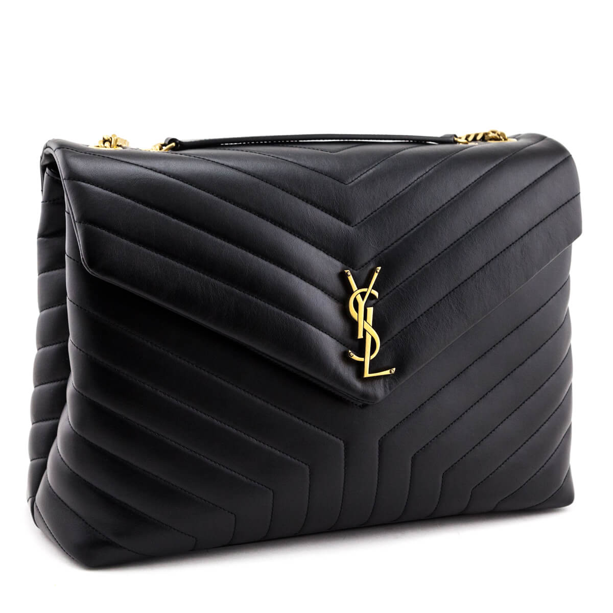 Luxury Saint Laurent Trending 2025 Black Calfskin Matelasse Large Loulou Monogram Chain Satchel