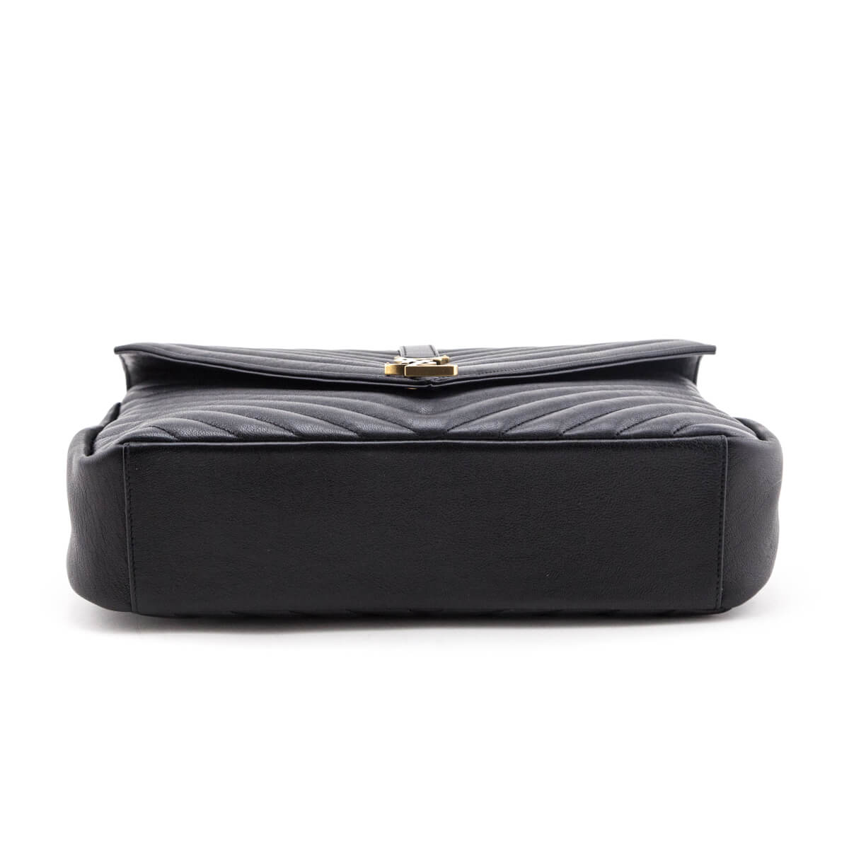 Saint Laurent Black Chevron Matelasse Sheepskin Large College Bag