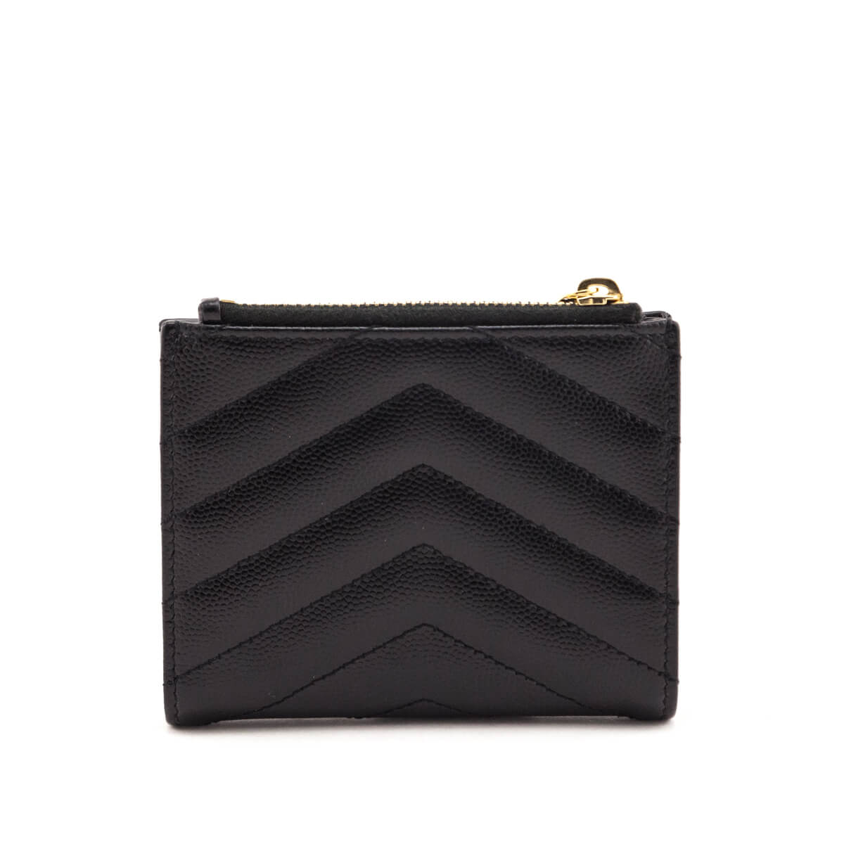Luxury Saint Laurent Trending 2025 Black Grain De Poudre Matelasse Chevron Cassandre Bi-Fold Wallet