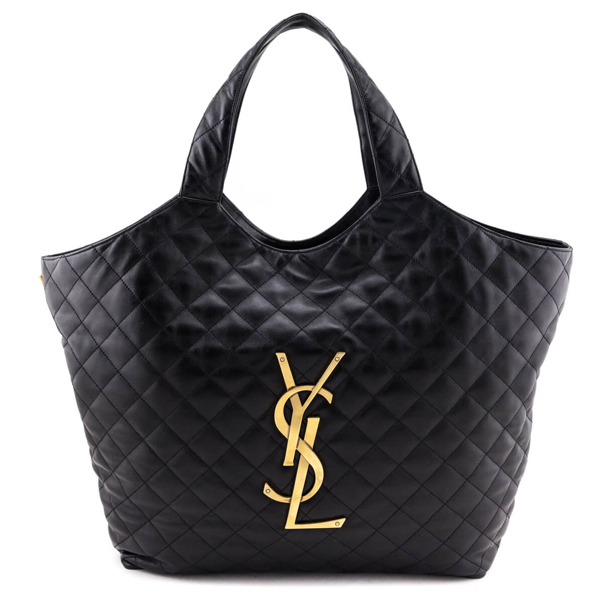 Saint Laurent Black Lambskin Quilted Maxi Icare Shopping Tote