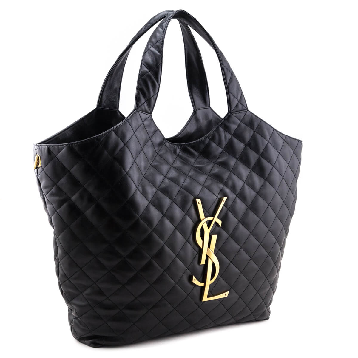 Saint Laurent Black Lambskin Quilted Maxi Icare Shopping Tote