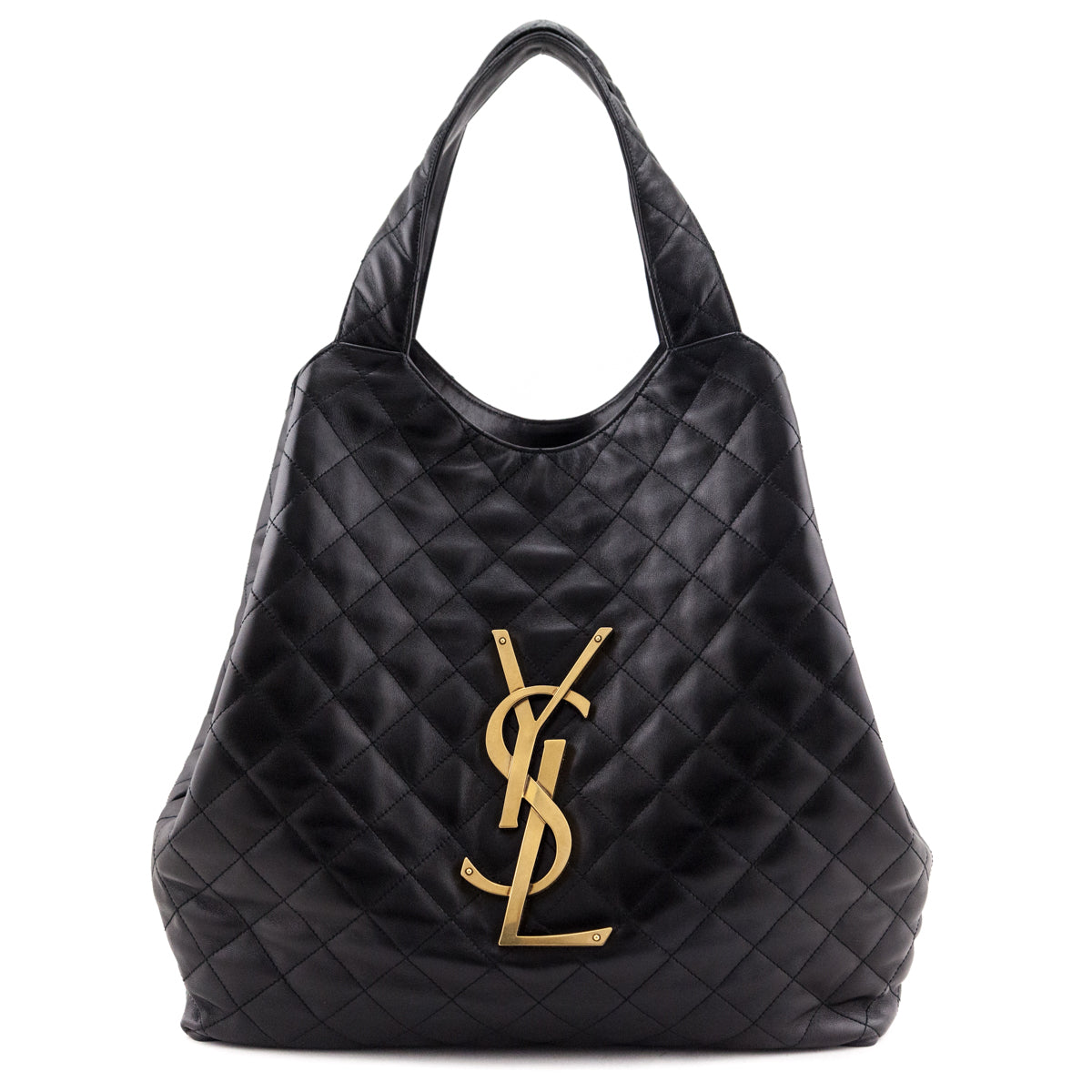 Saint Laurent Black Lambskin Quilted Maxi Icare Shopping Tote