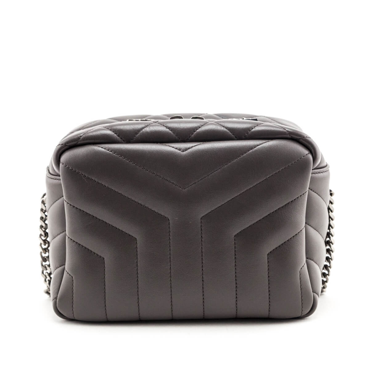 Saint Laurent Earth Calfskin Y Quilted Monogram Small Loulou Bowling Bag
