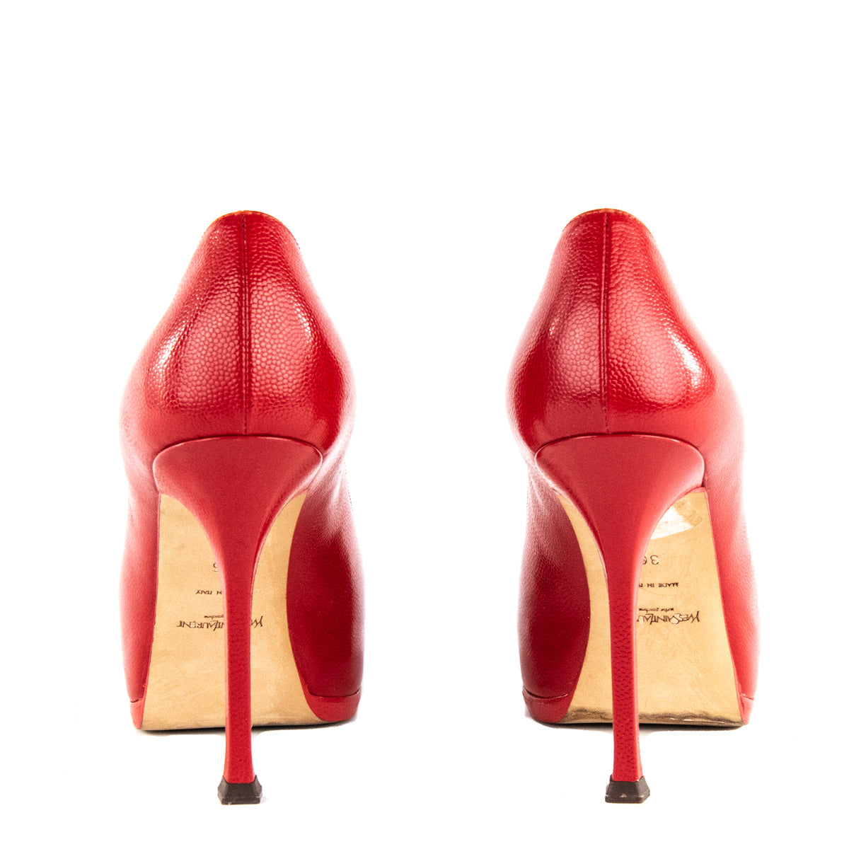 Saint Laurent Red Leather Tribtoo Platform Pumps Size US 6 | EU 36