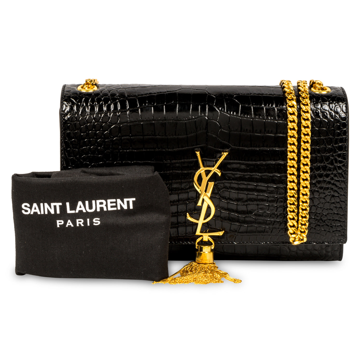 Saint Laurent Kate Tassel Bag - Croc Embossed