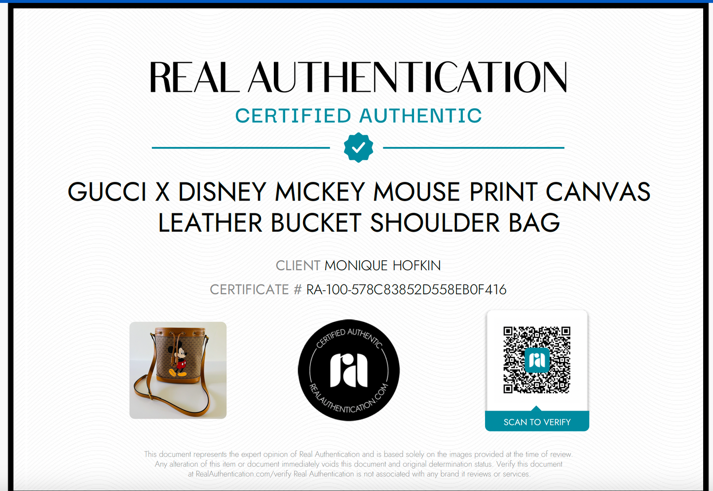 Gucci x Disney Mickey Mo  Print Canvas Leather Bucket Shoulder Bag
